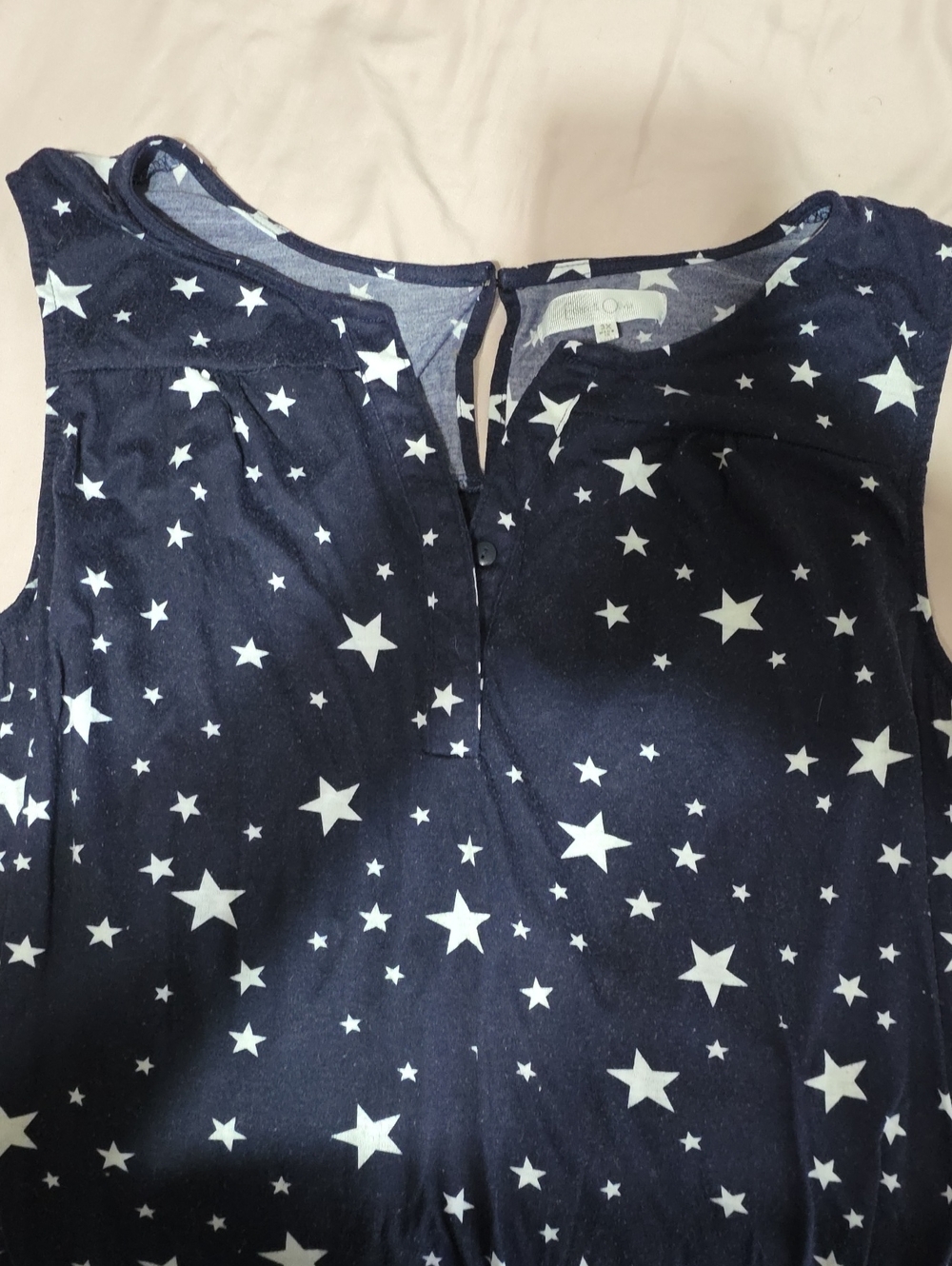 Navy Star Print Sleeveless Top
